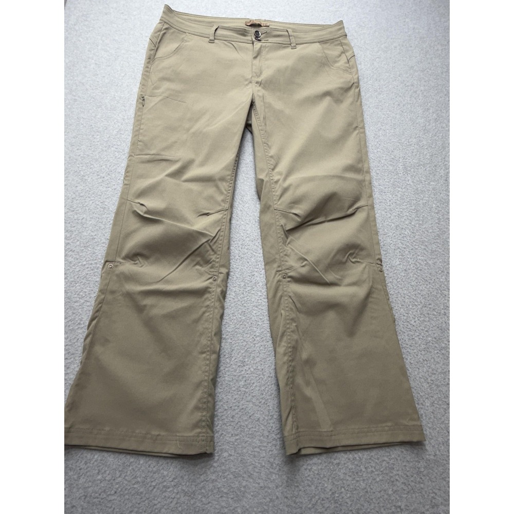 prAna Pants Womens 16 Khaki Hiking Roll-Up Stretch Straight Leg Outdoor Travel - Picture 2 of 12